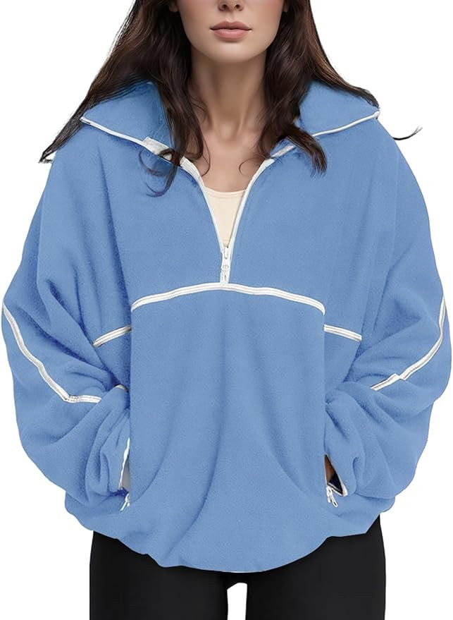 Yimoon Women's Oversized Sweatshirt Quarter Zip Fleece Pullover Casual Long Sleeve Loose Fall Fuz... | Amazon (US)