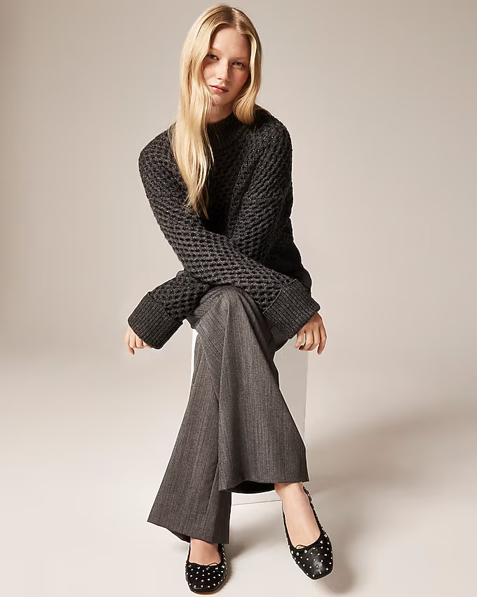 Quinn square-toe ballet flats in studded leather | J. Crew US