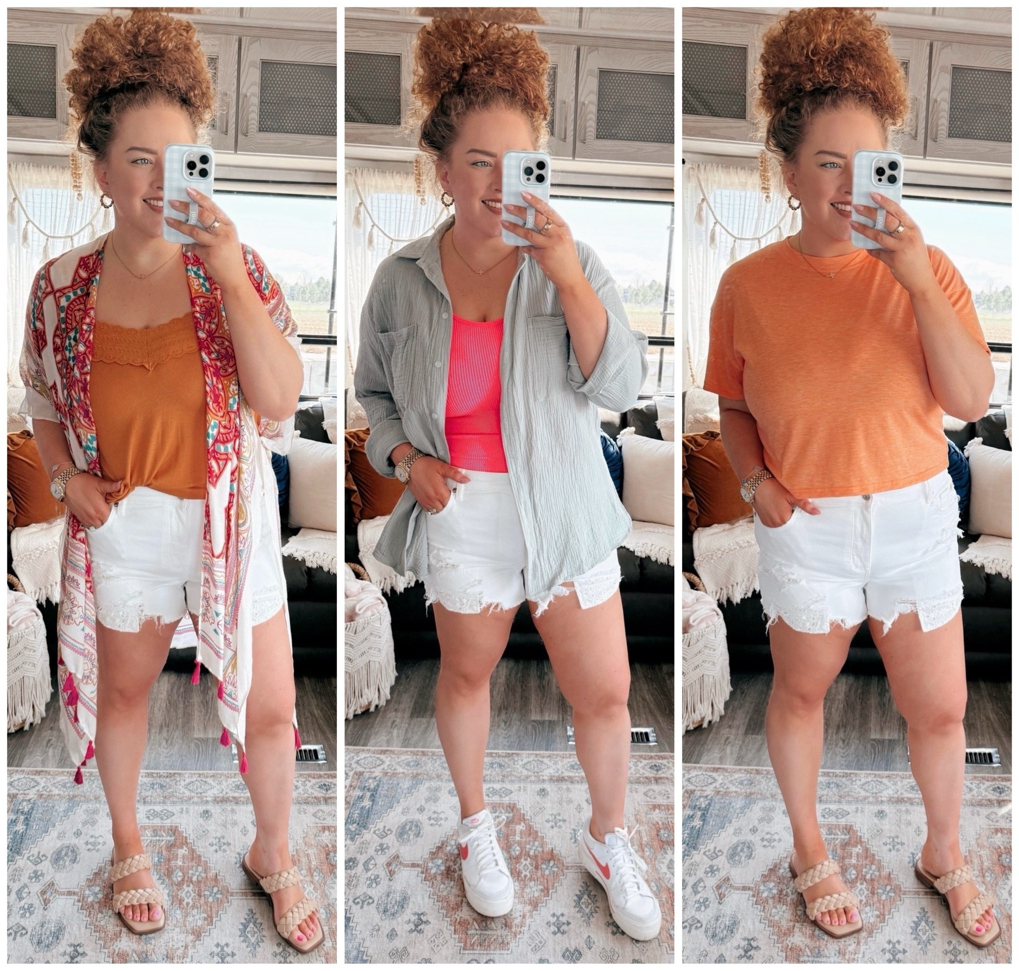 Summer outfits that are easy to throw on but still look put together ☀️🤍 Styling my favorite white denim shorts 3 different ways from casual everyday to vacation ready looks ✨ american eagle white shorts | white denim shorts outfit | summer outfit ideas | casual summer style | vacation outfits | beach vacation outfits | amazon fashion | everyday summer outfits | white shorts styling | gauze button down outfit | pink tank top outfit | kimono outfit inspo | braided sandals outfit | neutral summer outfit | colorful summer outfits | effortless summer style | trendy summer fashion | cute casual outfits | warm weather outfits | summer capsule wardrobe | brunch outfit ideas | easy outfit inspo | feminine summer outfits | comfy summer looks | coastal summer vibes ☀️

#LTKootd #LTKgrwm #LTKdayinmylife