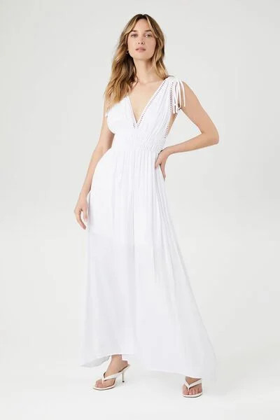 Crepe Caged V-Neck Maxi Dress | Forever 21