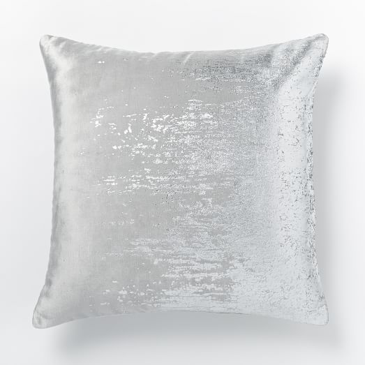 Faded Metallic Texture Pillow Cover, 18"x18", Silver | West Elm (US)
