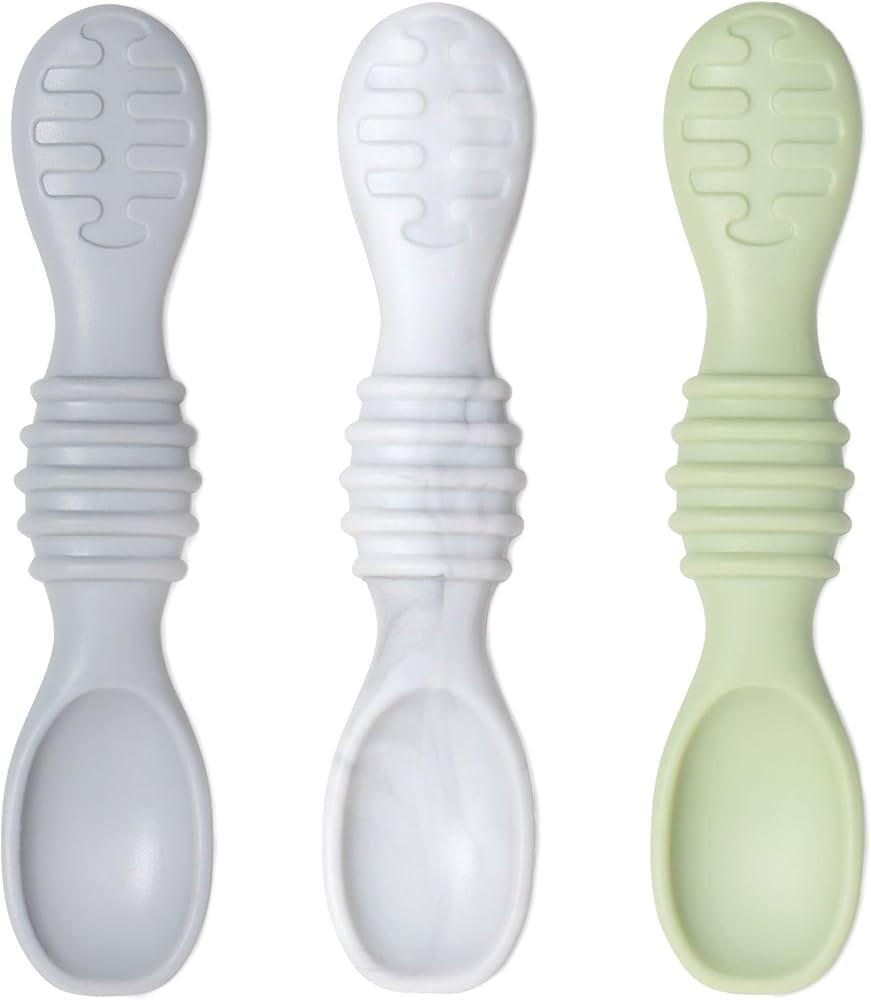 Bumkins Baby Utensil Set, Silicone Trainer Spoons for Dipping, Soft Tip, Self-Feeding, Chew, Baby... | Amazon (US)
