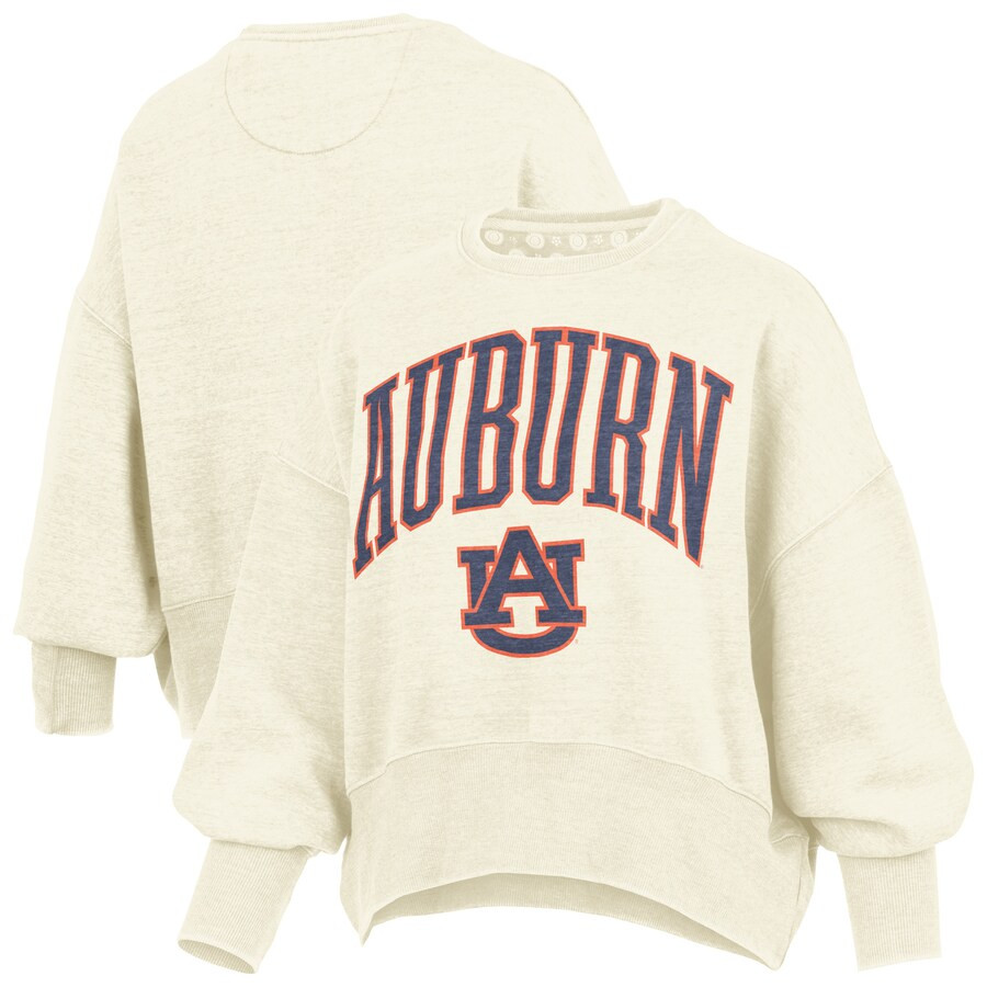 Auburn Tigers Pressbox Women's Oversized Waist-Length Crewneck Sweatshirt - Natural | Fanatics