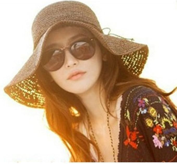 HugeStore Floppy Foldable Wide Brim Chic Sun Hat Sun Visor Summer Beach Straw Hat for Women Ladie... | Amazon (US)