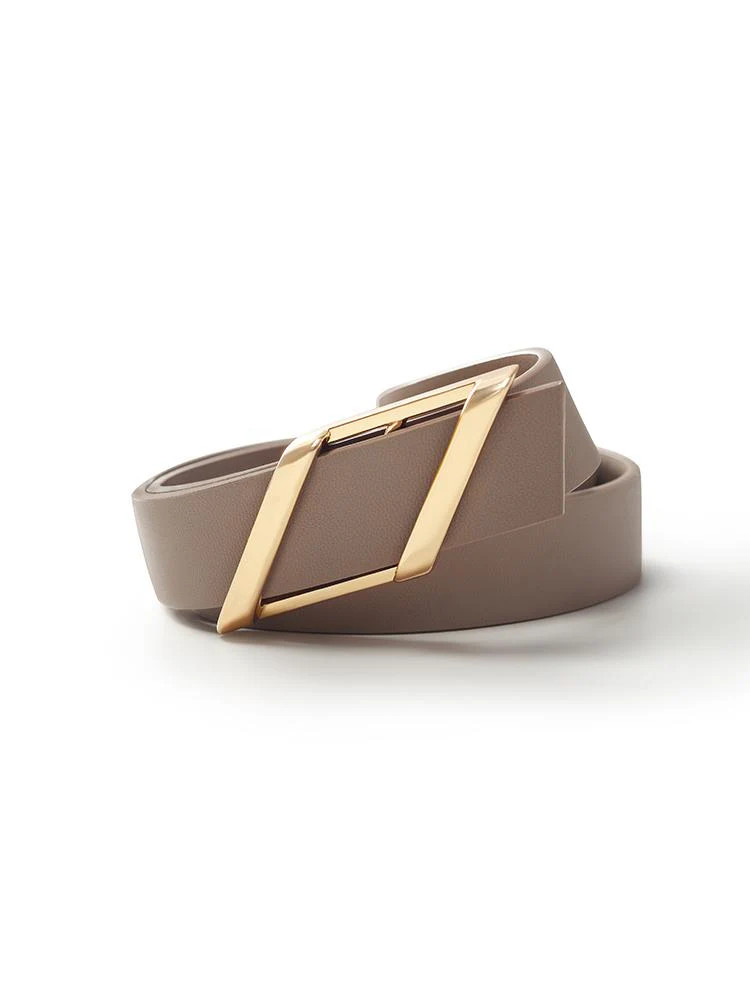 Chic Parallelogram Metal Buckle Leather Women Belt | GOELIA