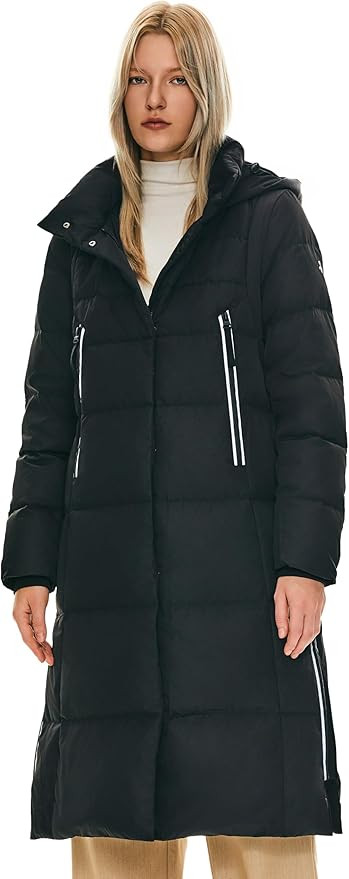 Orolay Women's Thickened Long Down Jacket Winter Down Coat Hooded Puffer Jacket with Side Zipper | Amazon (US)