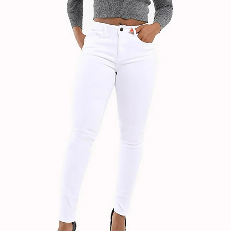 Women's Pants women'S Casual Jeans Denim Pockets Denim Trousers Jeans Trousers Denim Pant White L | Walmart (US)