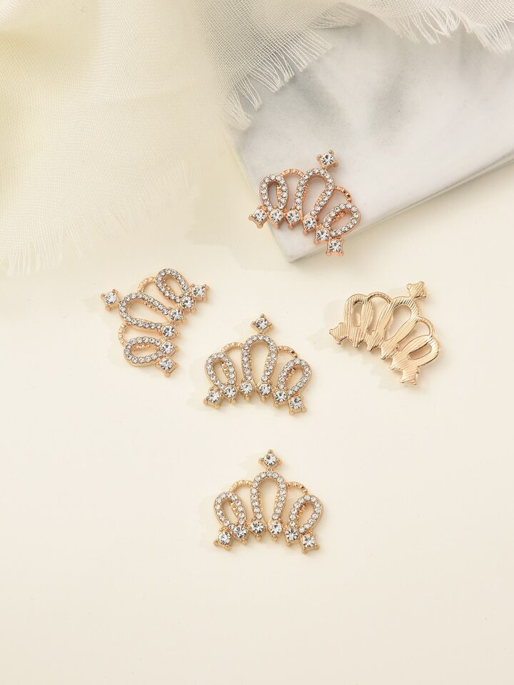 Royal 5/10pcs Set Cross-Border Korean/Japanese Style Hollow Crown Hair Clips & Accessory Material... | SHEIN