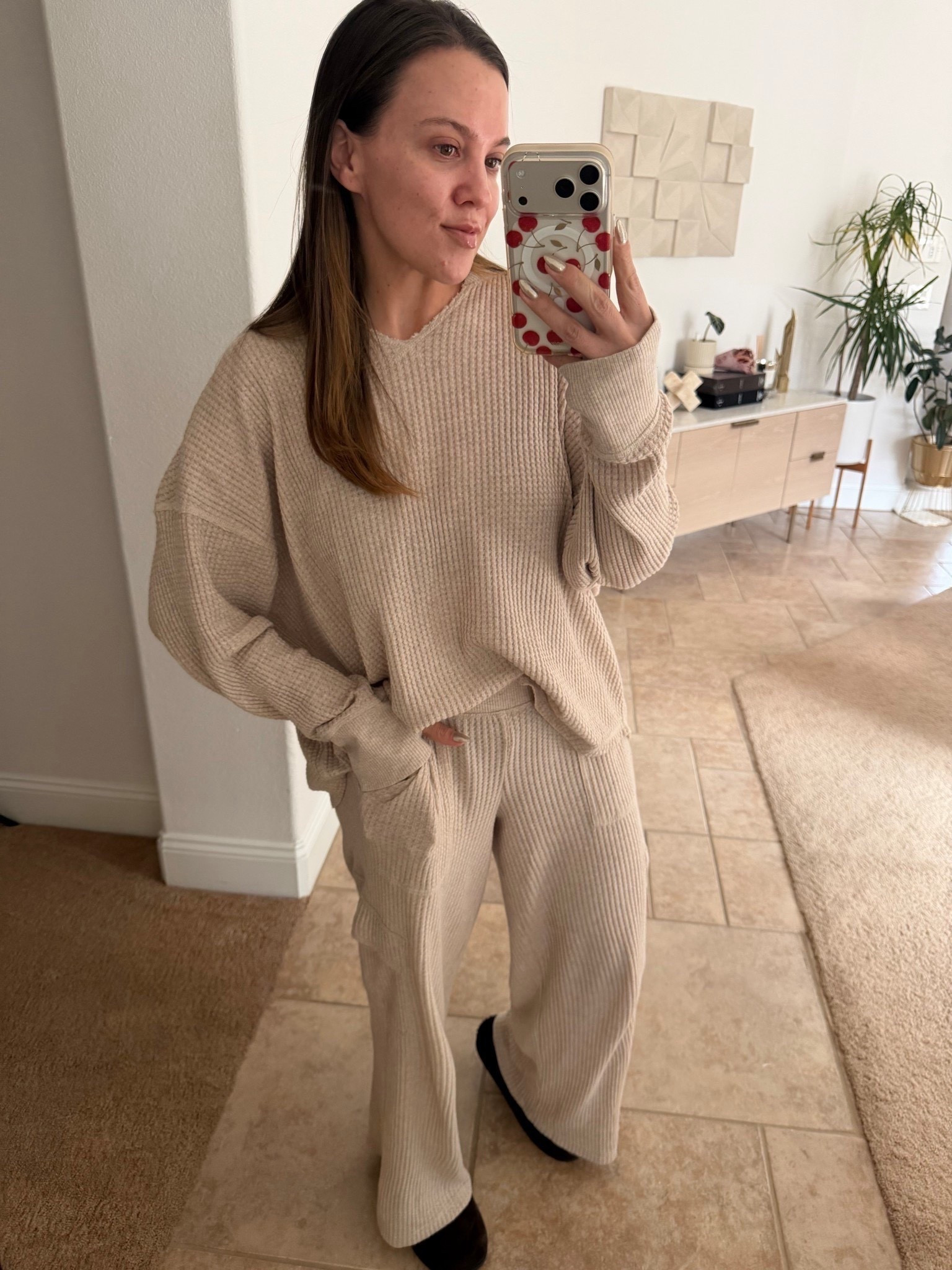 coziest lounge set! I got large in the top and medium in bottoms (FB)