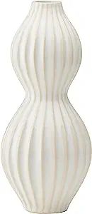 Torre & Tagus Anna Ceramic White Vase with Textured Grooves, Handmade Round Bulbous Vase for Flow... | Amazon (US)