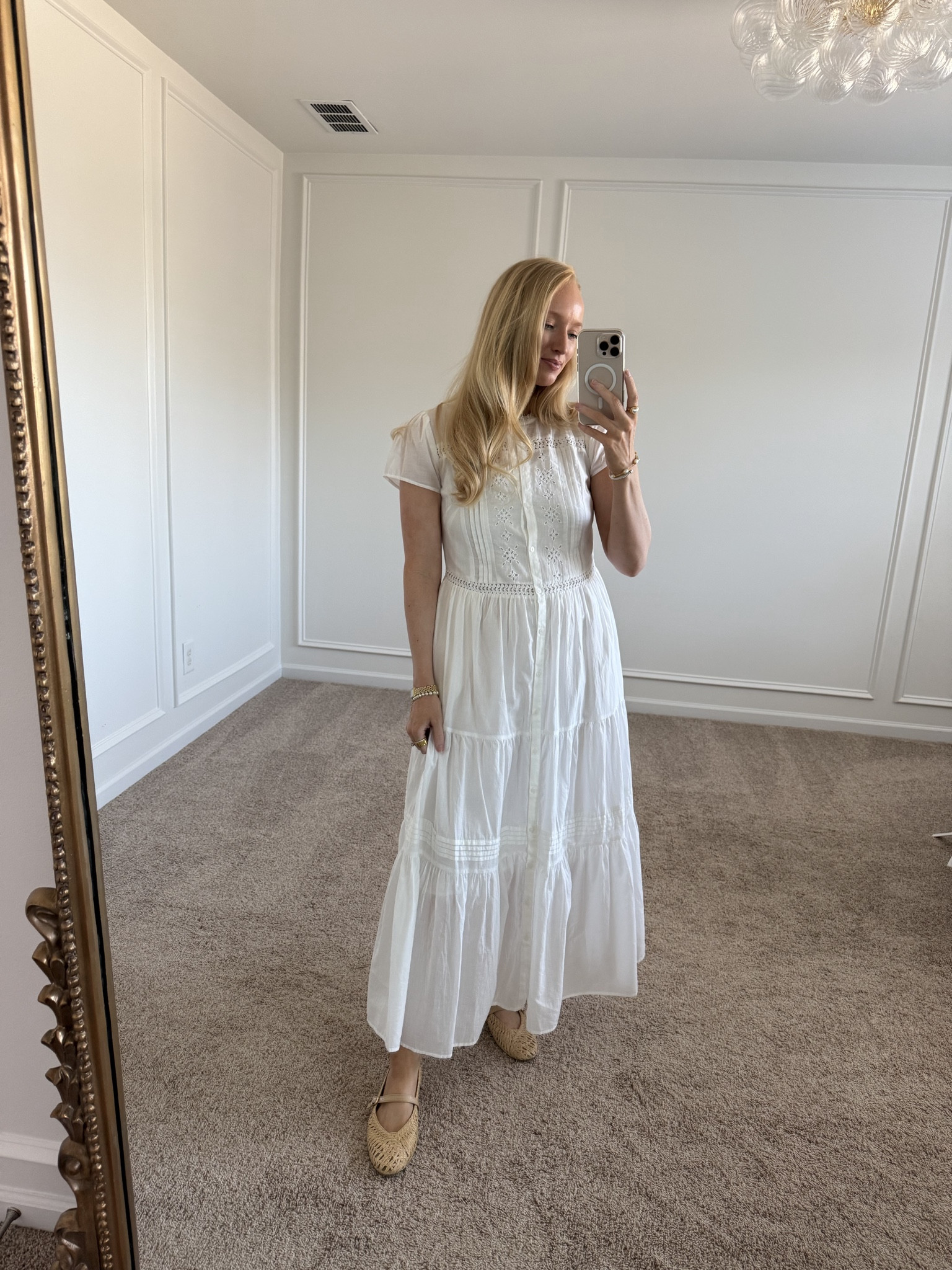 Comfy white maxi dress from target! It’s lined but still pretty thin so I would keep it neutral underneath to be safe. Wearing a size  small 