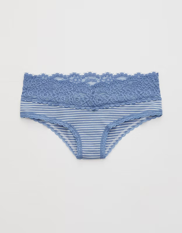 Aerie Cotton Eyelash Lace Striped Cheeky Underwear | American Eagle Outfitters (US & CA)