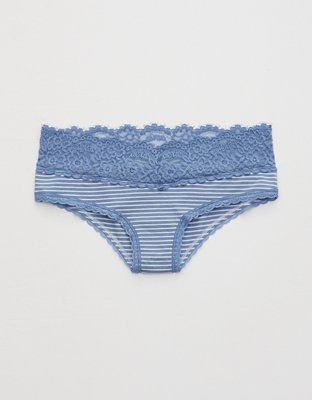 Aerie Cotton Eyelash Lace Striped Cheeky Underwear | American Eagle Outfitters (US & CA)