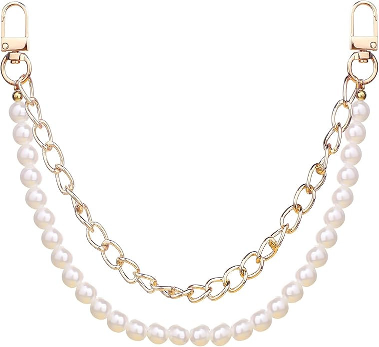 Purse Chain Pearl Bag Chains Purse Charms with Gold Straps Bag Charms for Handbags | Amazon (US)