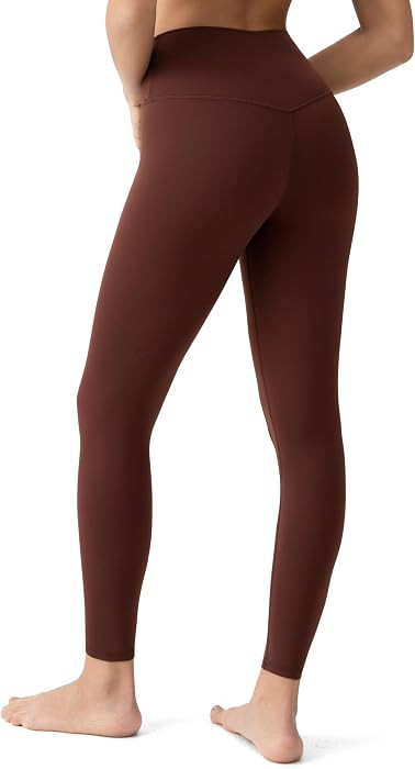 YUNOGA Womens High Waist Workout Leggings - 25 inches No Front Seam Tummy Control Yoga Pants | Amazon (US)