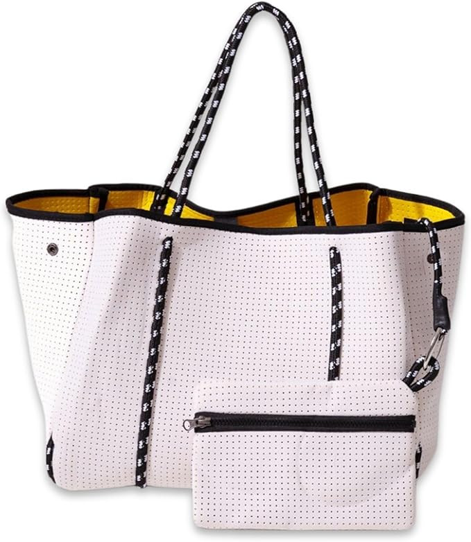 POPUPS Large Neoprene Tote Bag for Women - Everyday Designer Handbag for Travel Work and Beach wi... | Amazon (US)