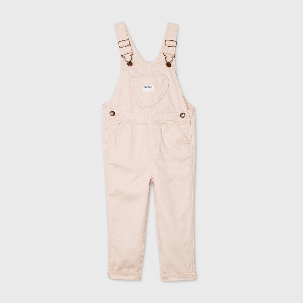 OshKosh B'gosh Toddler Girls' Heart Pocket Overalls - Light Pink 2T | Target