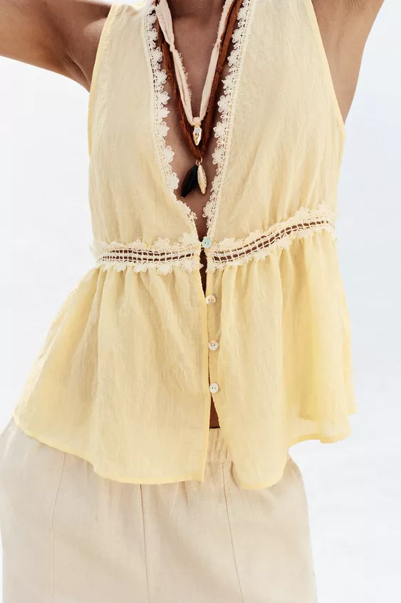 LACE TRIM TOP | Zara UK