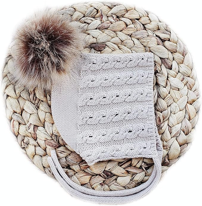 Mali Wear Baby Winter Pom Pom Hat Cotton Knitted Bonnet with Removable Faux Fur Pom Pom Unisex Ki... | Amazon (US)