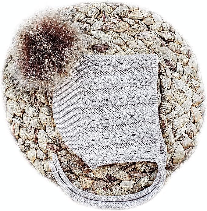 Mali Wear Baby Winter Pom Pom Hat Cotton Knitted Bonnet with Removable Faux Fur Pom Pom Unisex Ki... | Amazon (US)