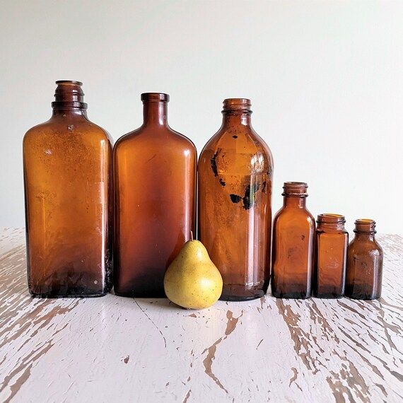 Instant Collection of Brown Glass Bottles (Set of 6) | Amber Glass | Vintage Glass | Bud Vases | ... | Etsy (US)