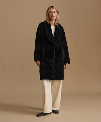 Jenni Kayne Women's Long Shearling Yves Shawl Coat Size X-Large | Jenni Kayne