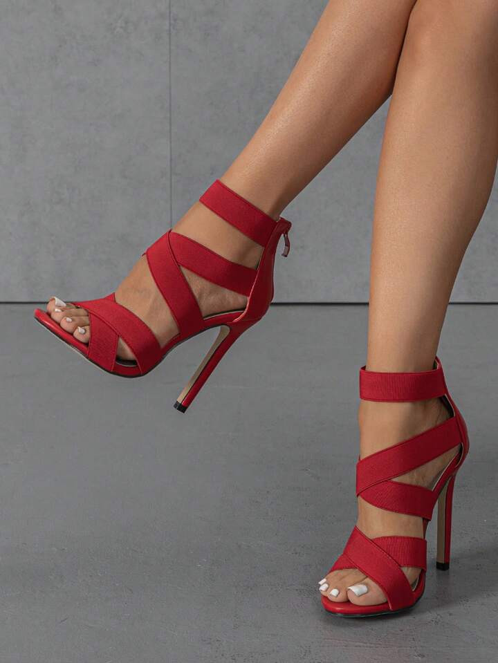 Women Criss Cross Ankle Strap Sandals, Stiletto Heeled Fashion Sandals | SHEIN