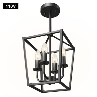 YANSUN 4-Light 9.06-in Black LED Semi-flush Mount Light | Lowe's