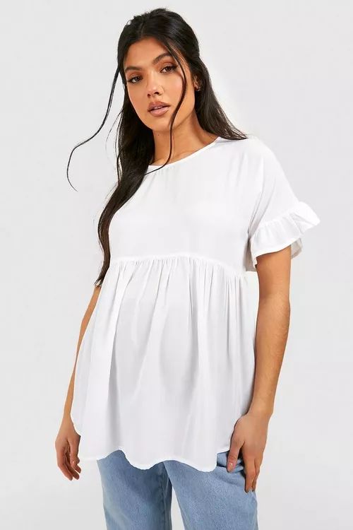 Maternity Cross Back Woven Smock Top | Boohoo.com (US & CA)