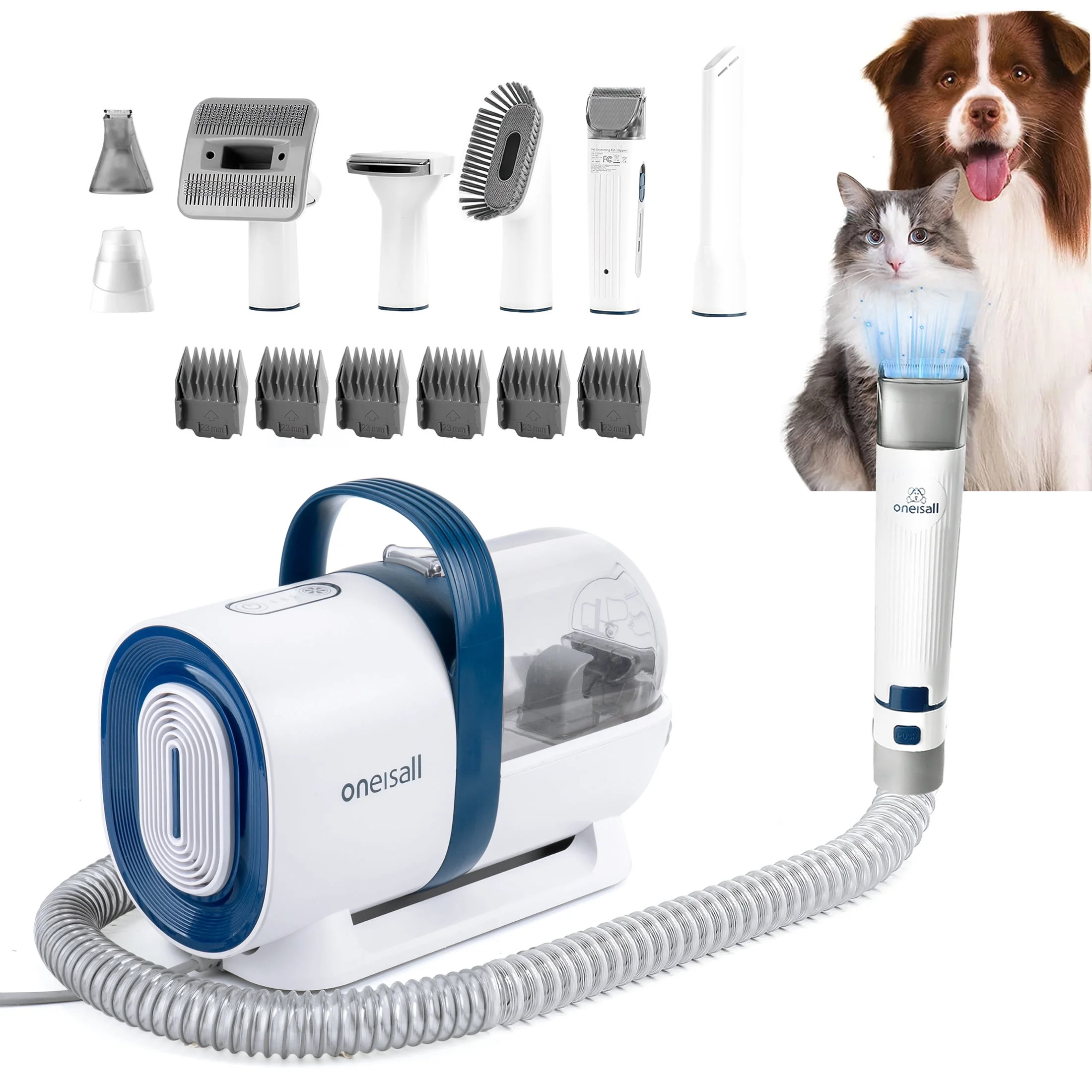 Oneisall 7 In 1 Dog Grooming Kit, Low Noise Pet Grooming Vacuum with 1.5 L Dust Cup, Dog Vacuum f... | Walmart (US)