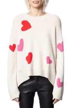 Markus C Heart Pattern Cashmere Sweater | Nordstrom