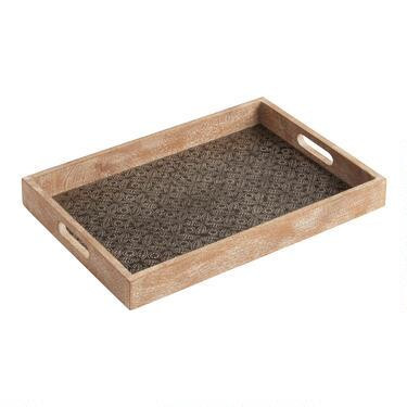Embossed Wood And Metal Serving Tray | World Market