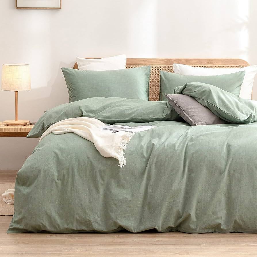BESTOUCH Duvet Cover Set 100% Washed Cotton Linen Feel Super Soft Comfortable Chic Lightweight 3 ... | Amazon (US)