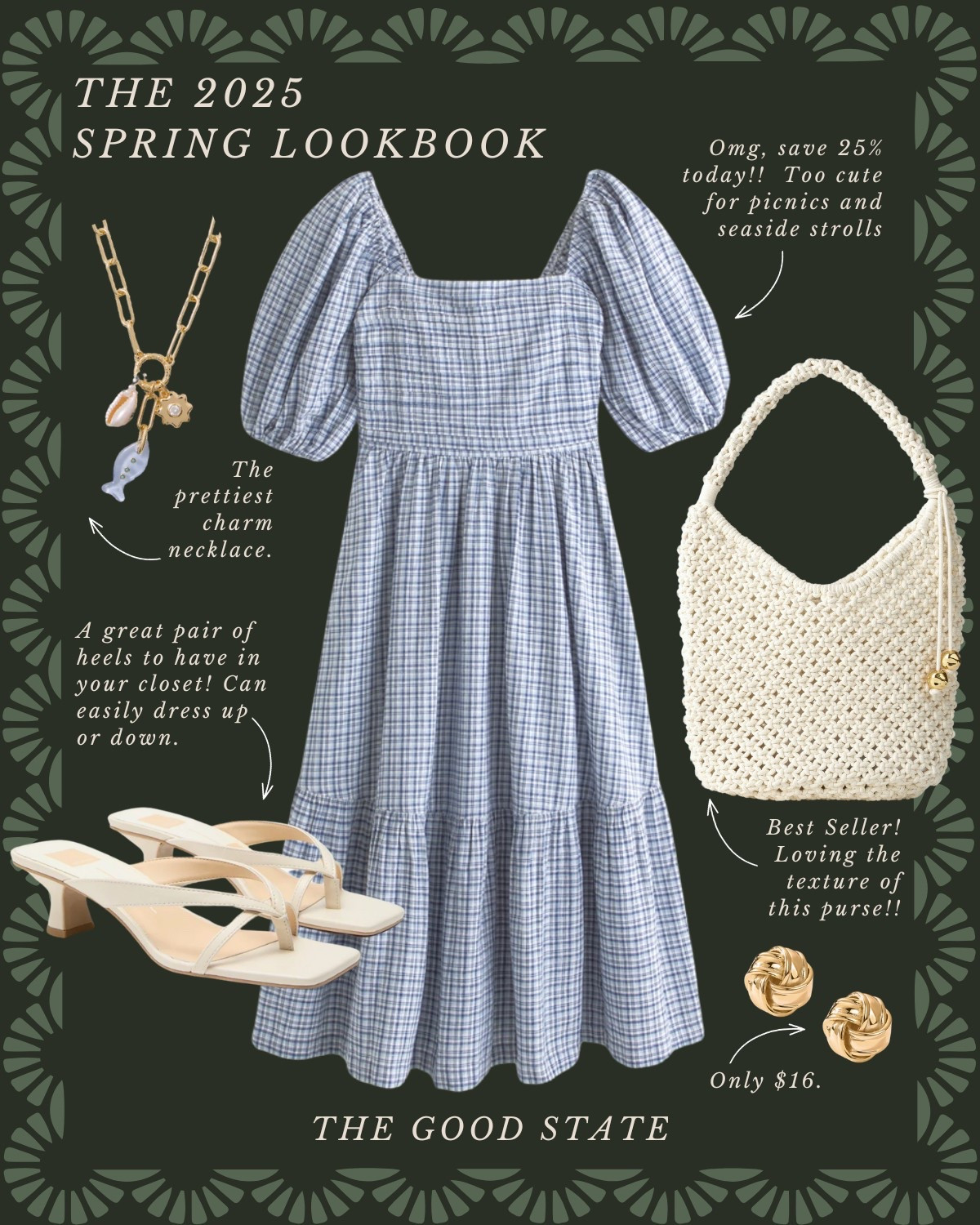 For all the Farmers Market girlies living their best life as the golden morning sunshine warms their face and a cool Spring breeze blows through their hair. For the ones with a market tote overflowing with fresh flowers and their hands full with a coffee and buttery croissant. For the ladies who love all things gingham, their trusty ball cap and the ease of a Springtime dress. This is for the girlies who wake up early for the market and may or may not take a little mid-day nap afterwards…followed by a picnic with all their market goodies and closest girlies of course. This collection is for you🍓🧺🫶🏼  Anthropologie , Anthro, Amazon, Quince, mini dress, maxi dress denim jacket, chore coat, earring, socks, beauty, sunglasses, spring outfit, spring fashion, tote bag, purse, woven purse, spring break, bandanna, scarf, quilted jacket, the good state, Lauren England, gola sneakers, clutch vacation outfit, hoop, earrings, American Eagle, target target fashion, target style sneakers, veja, mini dress, floral dress, wedding guest, dress, vacation, outfit, ootd, butter yellow, farmers market, dillards, nordstrom, travel outfit, spring fashion, gap, old navy, wedding guest dress, wedding guest, summer outfit


#LTKFindsUnder50 #LTKSaleAlert #LTKStyleTip