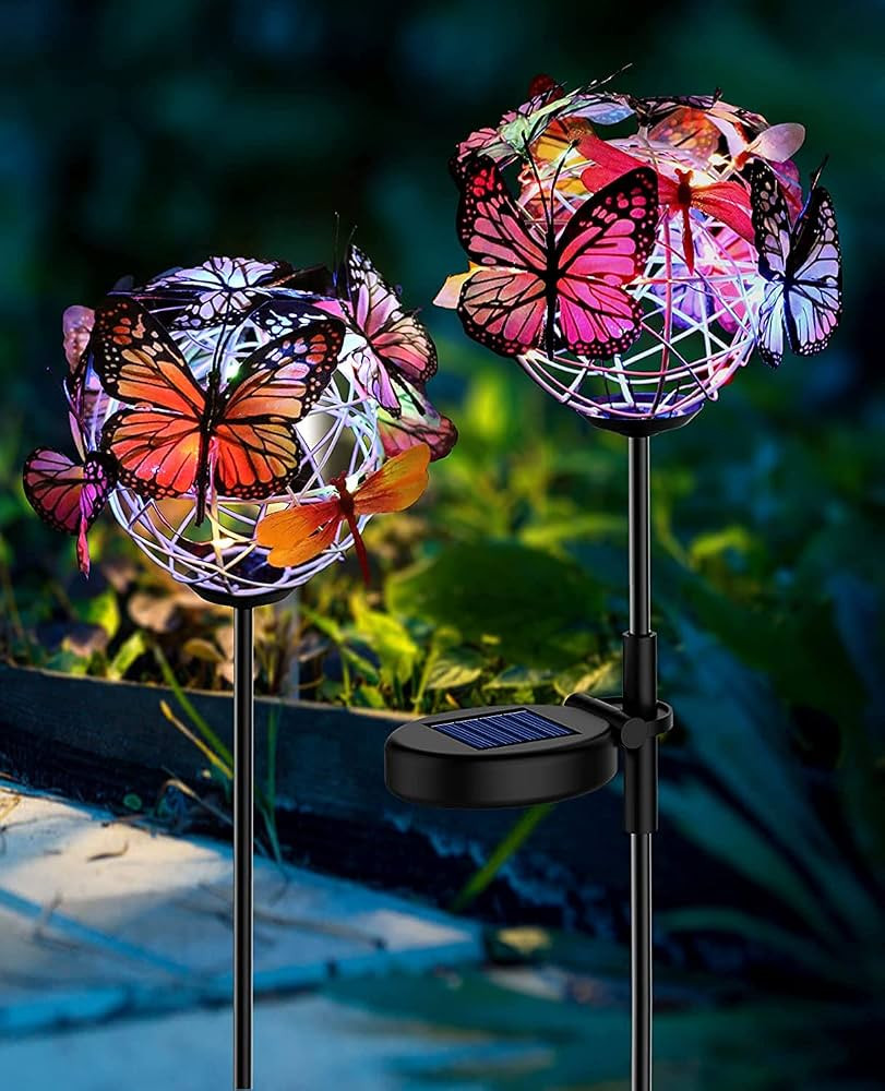 Solar Lights Outdoor Butterfly Lights Garden Decorative Solar Stake Lights with Butterflies Decor... | Amazon (US)