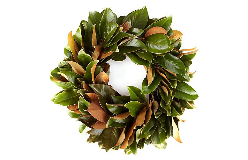 28" Fresh Magnolia Wreath | One Kings Lane