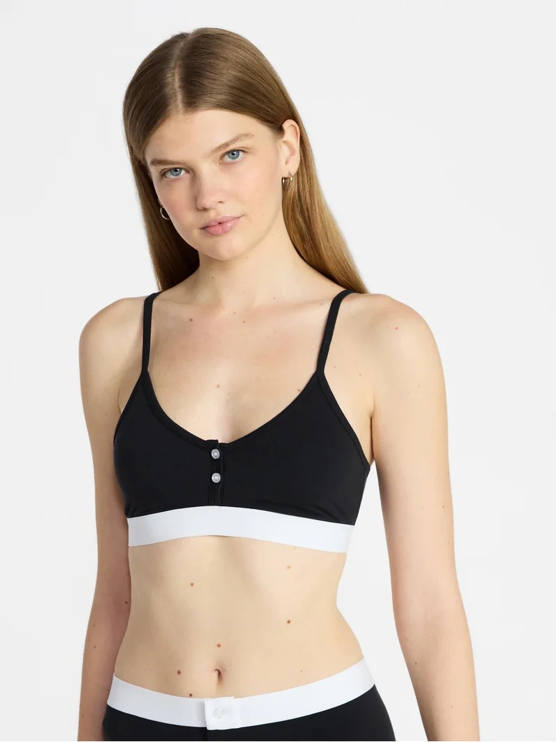 No Boundaries Women's Cotton Jersey Triangle Bralette w/Buttons Sizes XS-XXXL | Walmart (US)