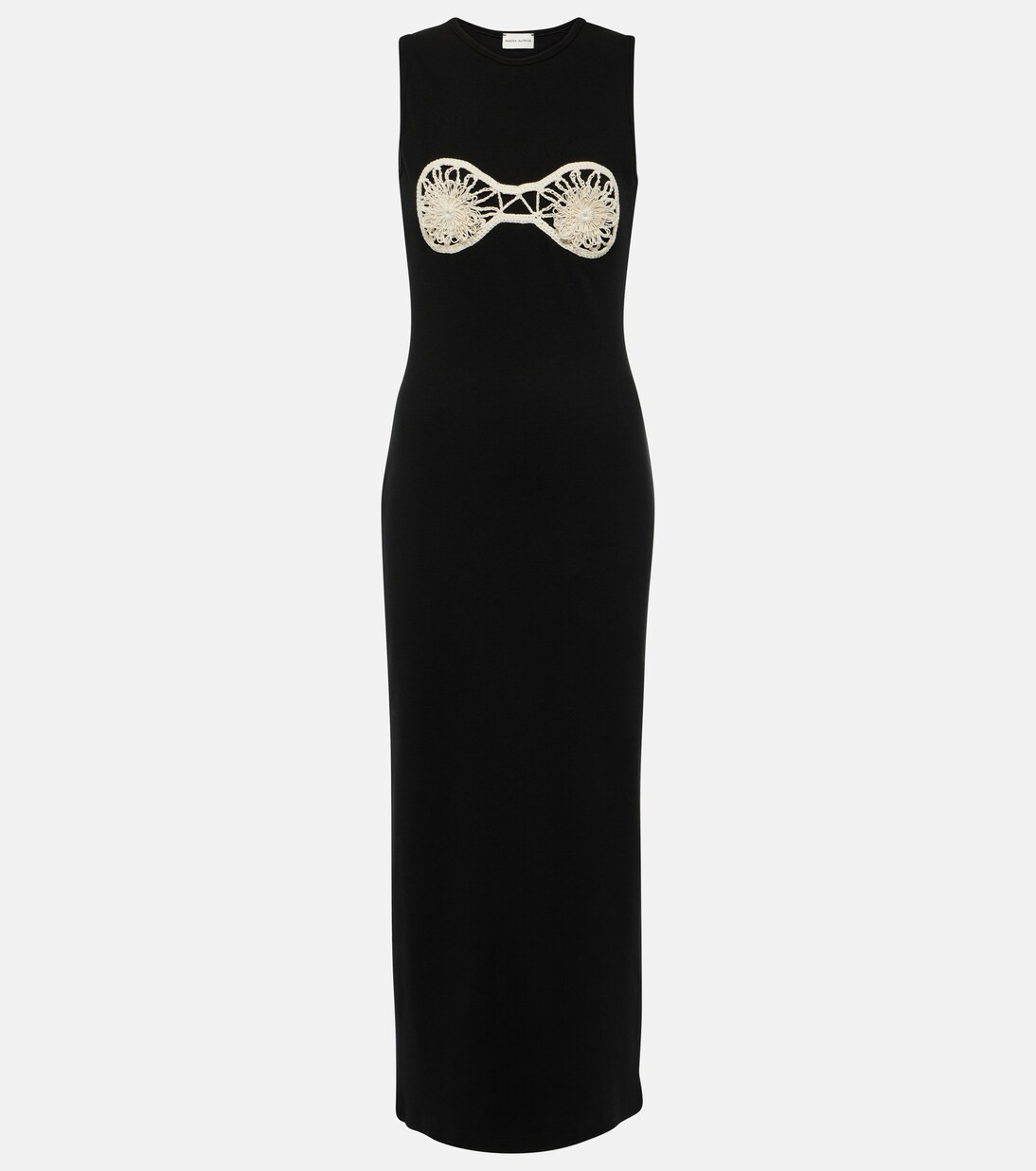 Crochet-trimmed cotton midi dress | Mytheresa (US/CA)