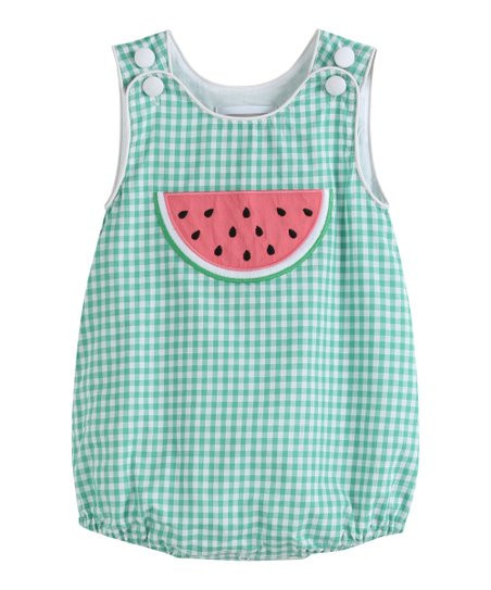 Lil Cactus Green Gingham Watermelon Playsuit - Infant & Toddler | Zulily