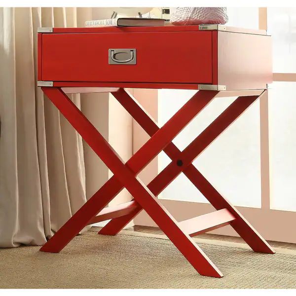 Kenton X Base Wood Accent Campaign Table by iNSPIRE Q Bold - Red | Bed Bath & Beyond