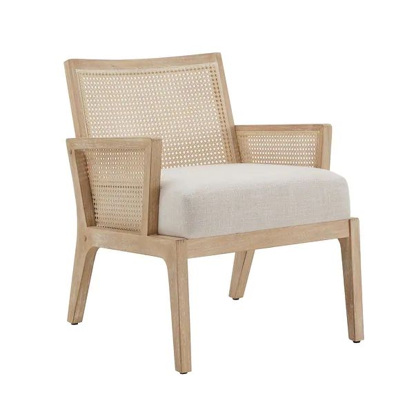 Celann Natural Finish Fabric Cane Accent Chair by iNSPIRE Q Modern - Beige | Bed Bath & Beyond