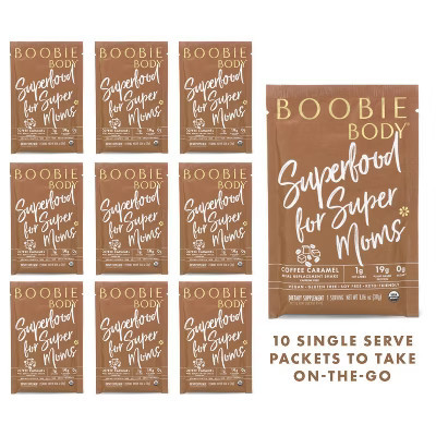 Boobie Body Organic Superfood Plant-Based Protein Shake Coffee Caramel Caffeine Free - 1.03oz -10 Single Serve Packets | Target