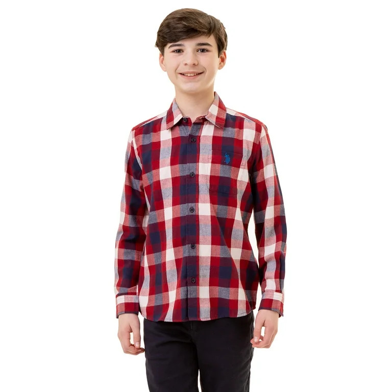U.S. Polo Assn. Boys Long Sleeve Woven Shirt, Sizes 4-18 | Walmart (US)