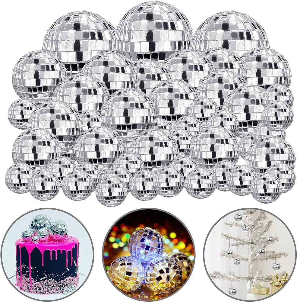 68 PCS Disco Ball Cake Decoration Ornaments Reflective Mirror Ball Cake Decoration 70s Disco Them... | Amazon (US)