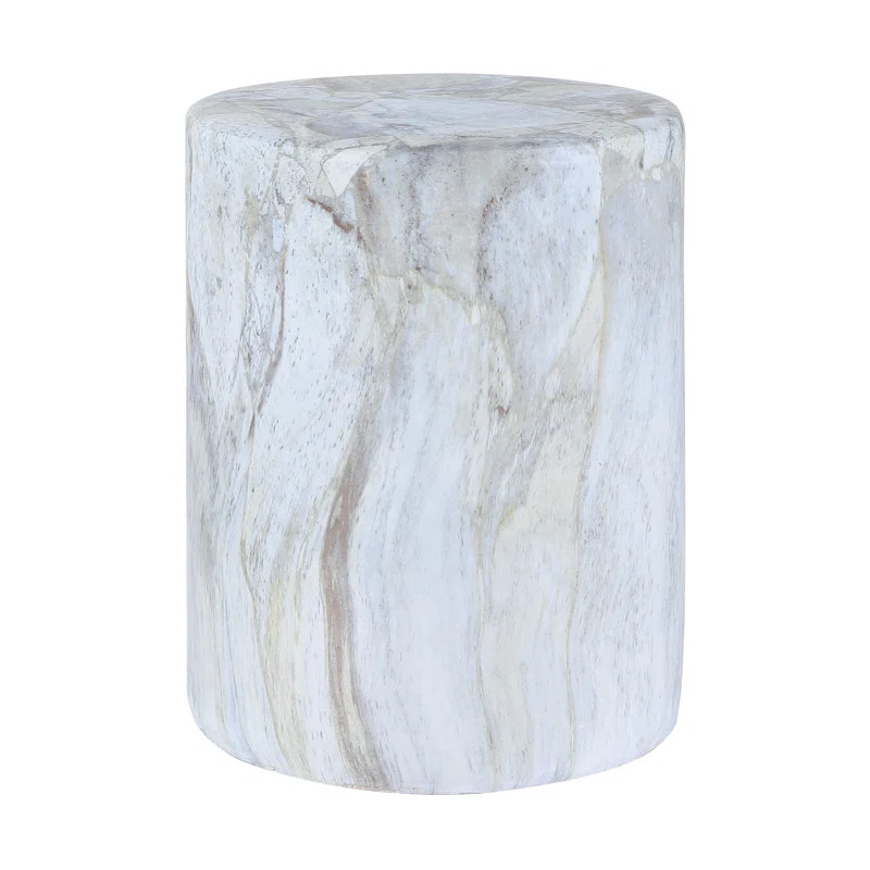 Mankirt 16" Modern Minimalist Faux Marble Column Indoor/Outdoor Accent Table | Wayfair North America