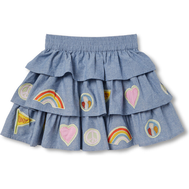 Chambray Appliqué 3-Tier Skirt, Activism | Maisonette