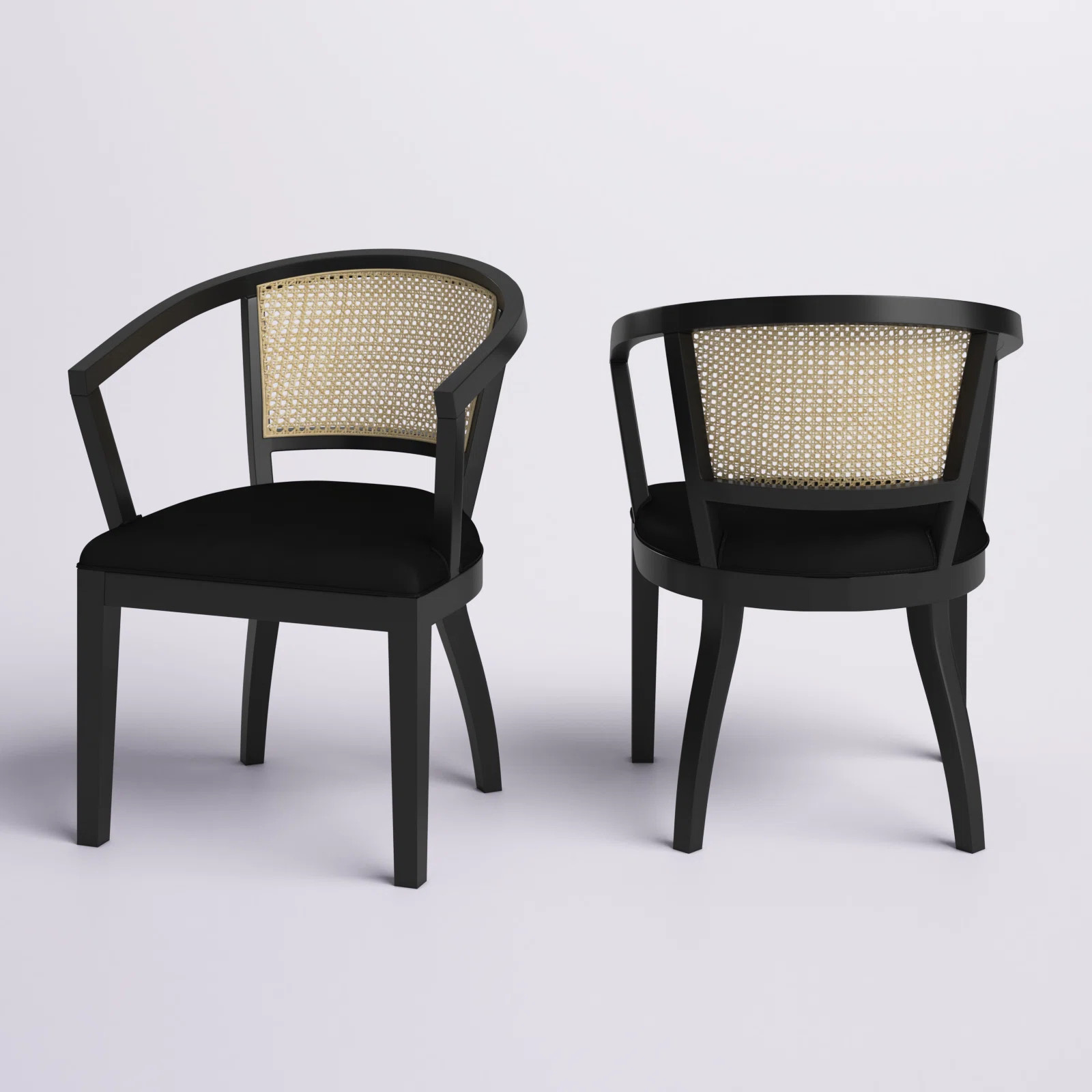 Marilynn Velvet, Rubberwood, And Cane Dining Chairs (Set Of 2) | Wayfair North America