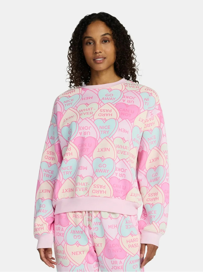 Candy Hearts Women's Graphic Sweatshirt with Long Sleeves, Sizes XXS-XXL | Walmart (US)