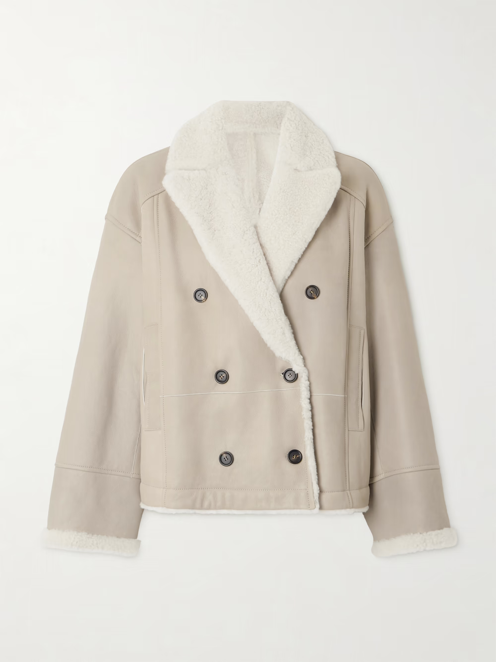 BRUNELLO CUCINELLI Double-breasted reversible shearling jacket | NET-A-PORTER | NET-A-PORTER (UK & EU)