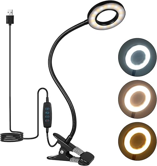 iVict Clip on Ring Light, USB Desk Lamp with 3 Color Modes, 10 Brightness Levels, Eye Protection ... | Amazon (US)